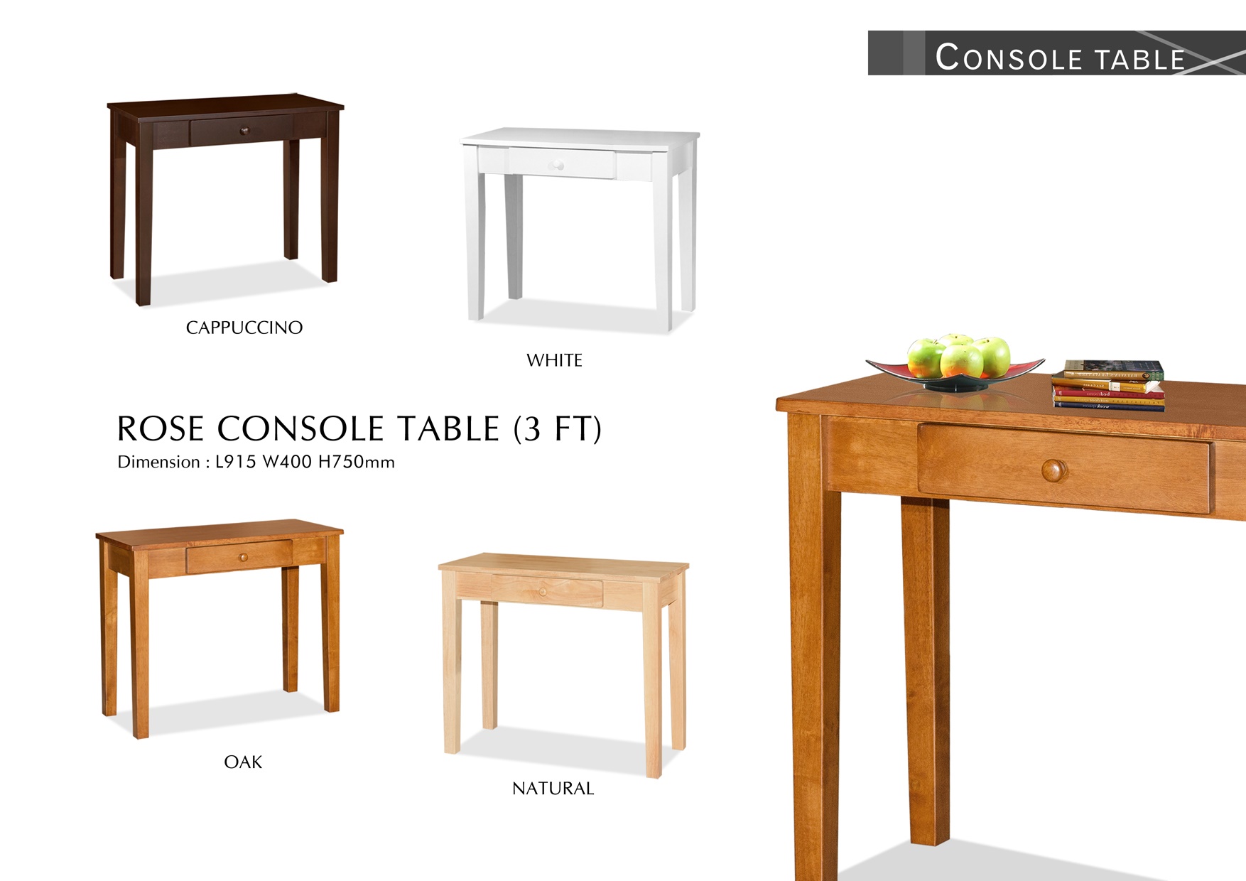 ROSE CONSOLE TABLE (3')